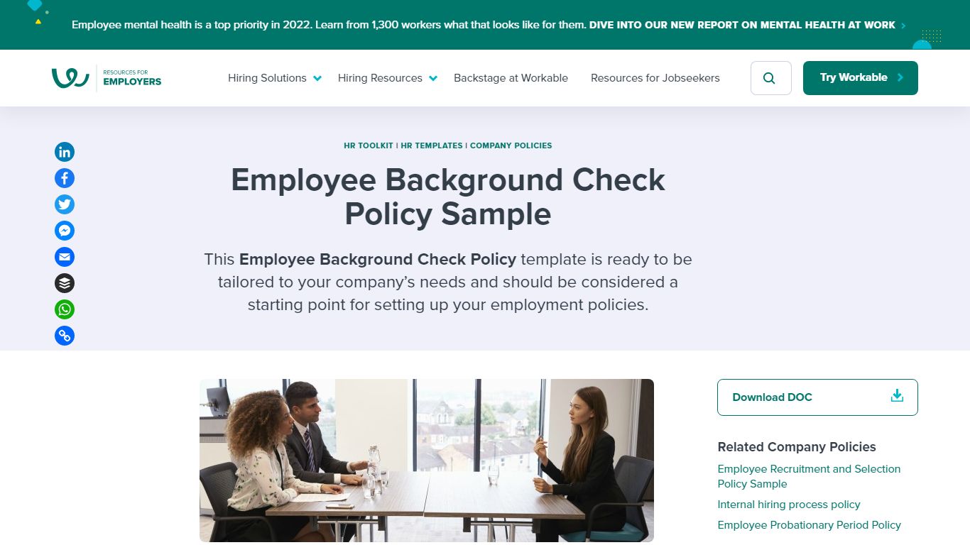 Employee Background Check Policy Template | Workable
